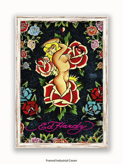 Ed Hardy Rose Pin Up Poster
