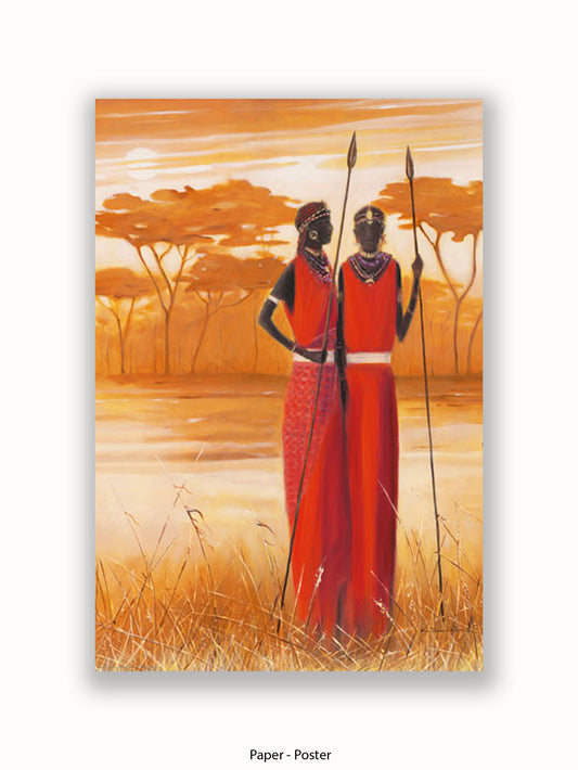 African Masai Warriors Poster