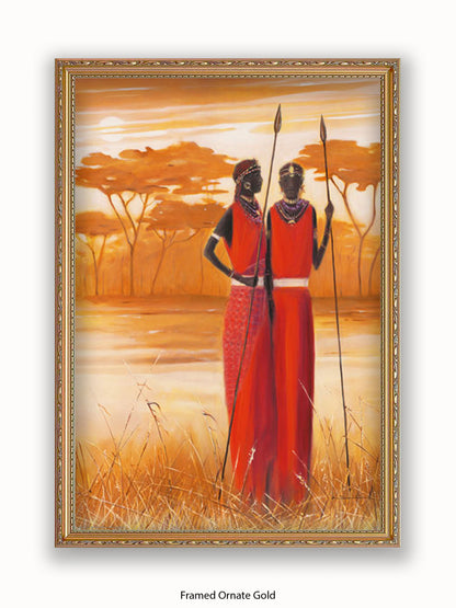 African Masai Warriors Poster
