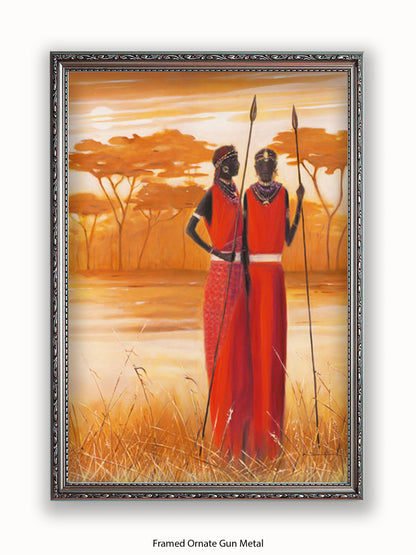 African Masai Warriors Poster