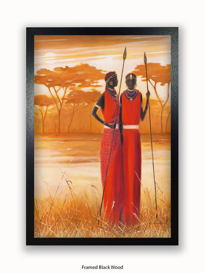 African Masai Warriors Poster
