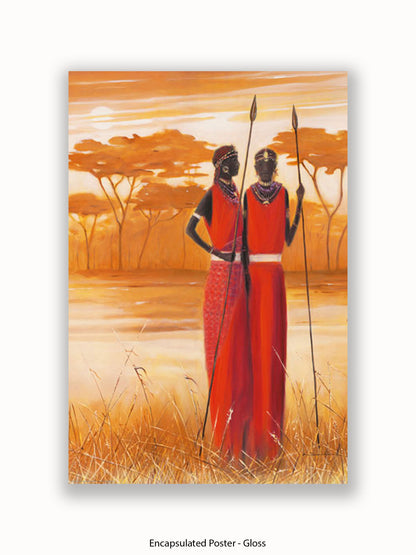 African Masai Warriors Poster