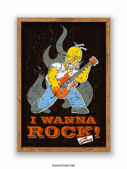 Simpsons  Homer  I  Wanna  Rock Poster