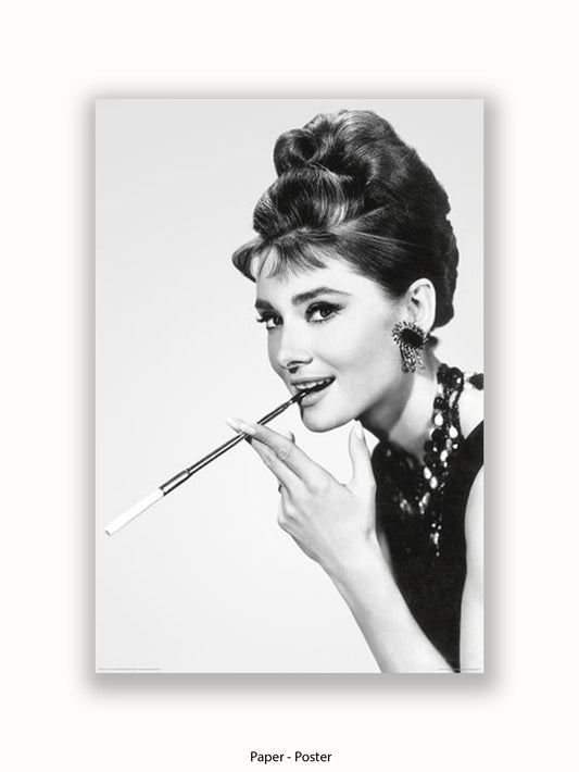 Audrey Hepburn Breakfast At Tiffany's Side Shot Cigarette Poster