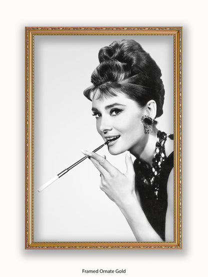 Audrey Hepburn Breakfast At Tiffany's Side Shot Cigarette Poster