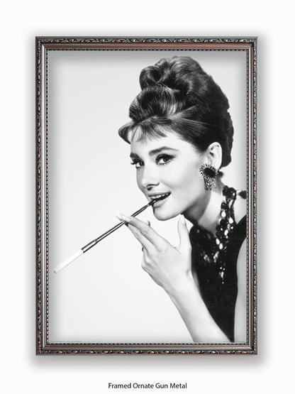 Audrey Hepburn Breakfast At Tiffany's Side Shot Cigarette Poster