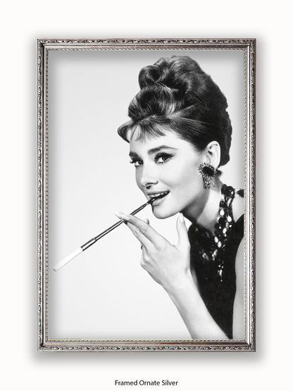 Audrey Hepburn Breakfast At Tiffany's Side Shot Cigarette Poster