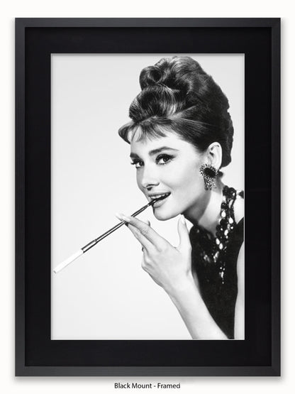 Audrey Hepburn Breakfast At Tiffany's Side Shot Cigarette Poster