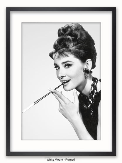 Audrey Hepburn Breakfast At Tiffany's Side Shot Cigarette Poster