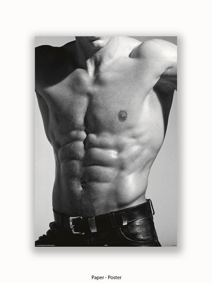 Sexy Man Torso Silver Print Poster