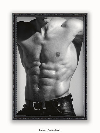 Sexy Man Torso Silver Print Poster