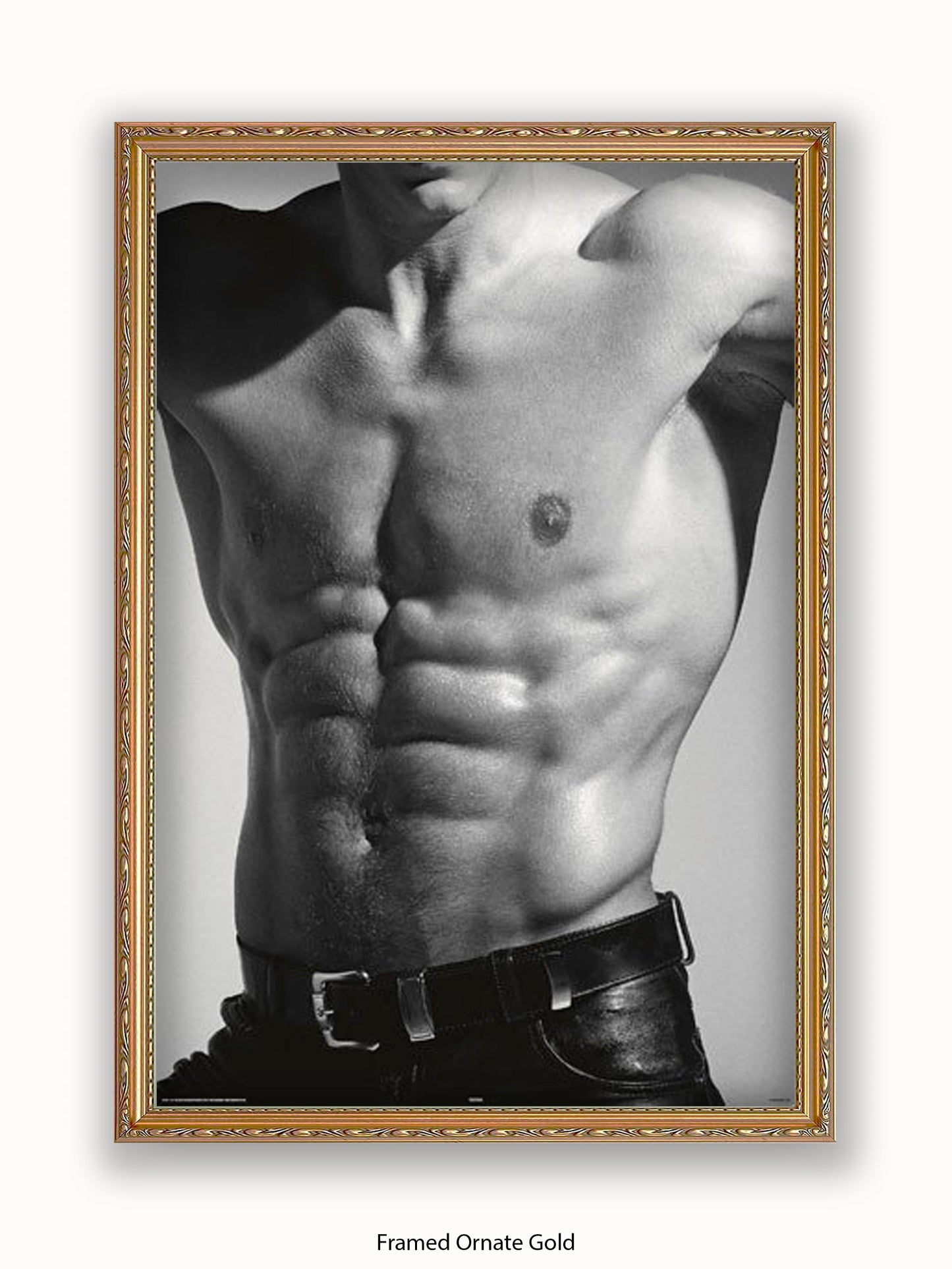 Sexy Man Torso Silver Print Poster