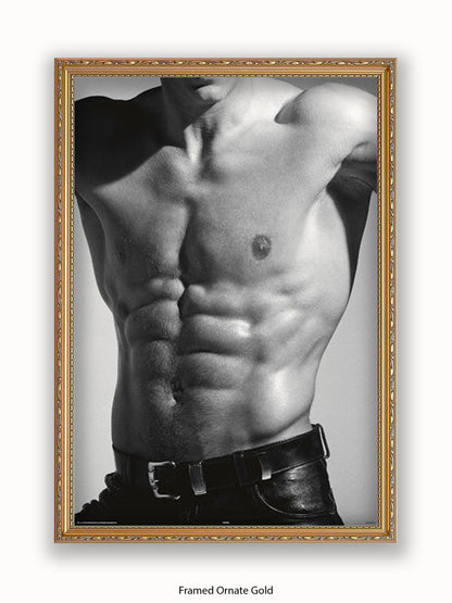 Sexy Man Torso Silver Print Poster