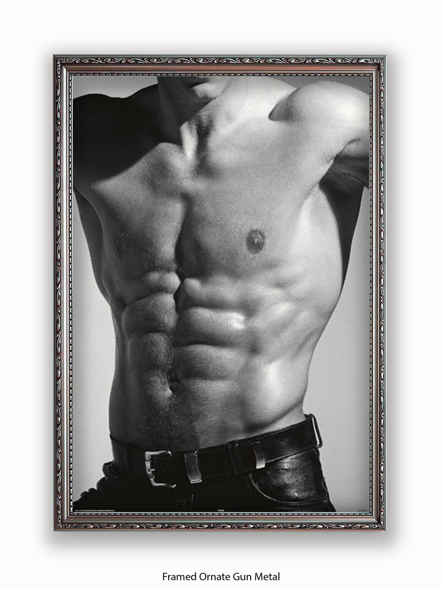 Sexy Man Torso Silver Print Poster