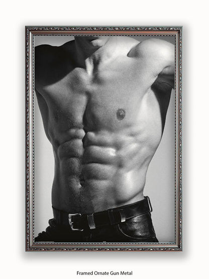 Sexy Man Torso Silver Print Poster