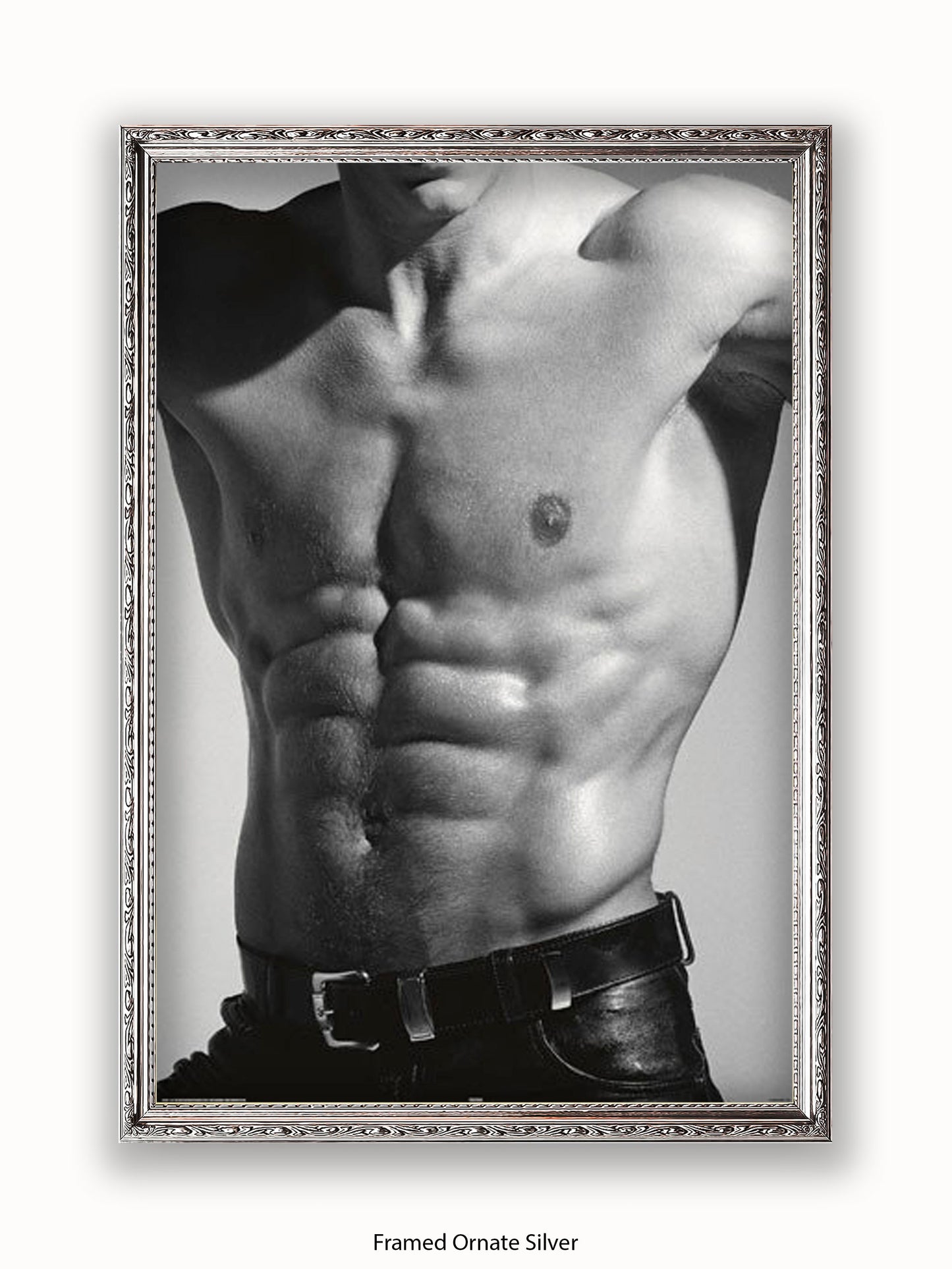 Sexy Man Torso Silver Print Poster
