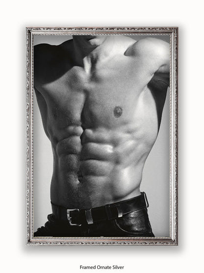Sexy Man Torso Silver Print Poster