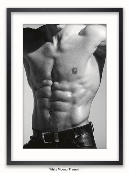 Sexy Man Torso Silver Print Poster