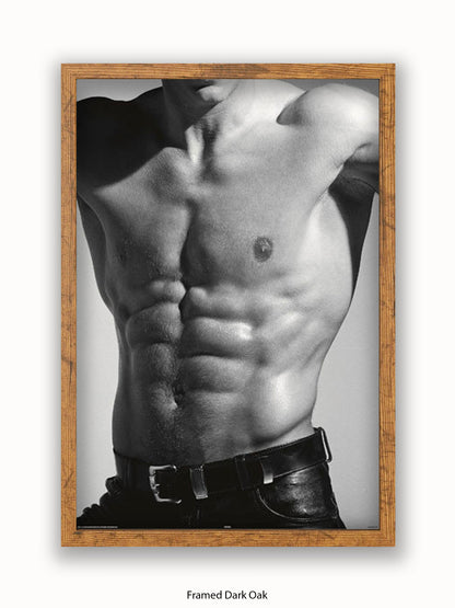 Sexy Man Torso Silver Print Poster