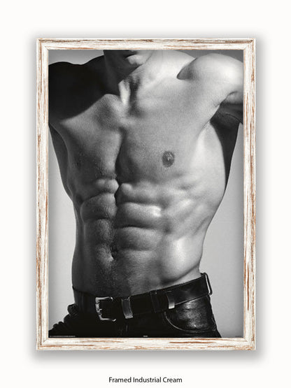 Sexy Man Torso Silver Print Poster
