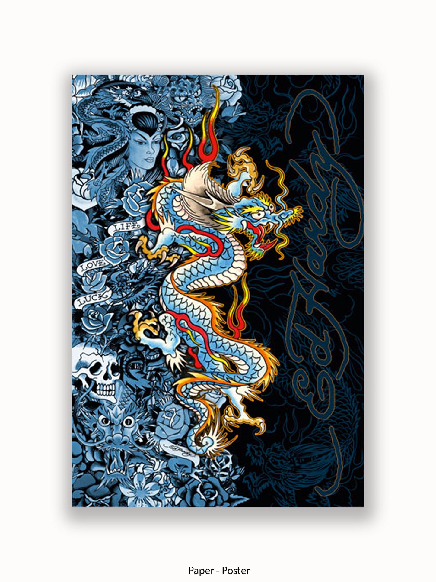 Ed Hardy Blue Dragon Poster