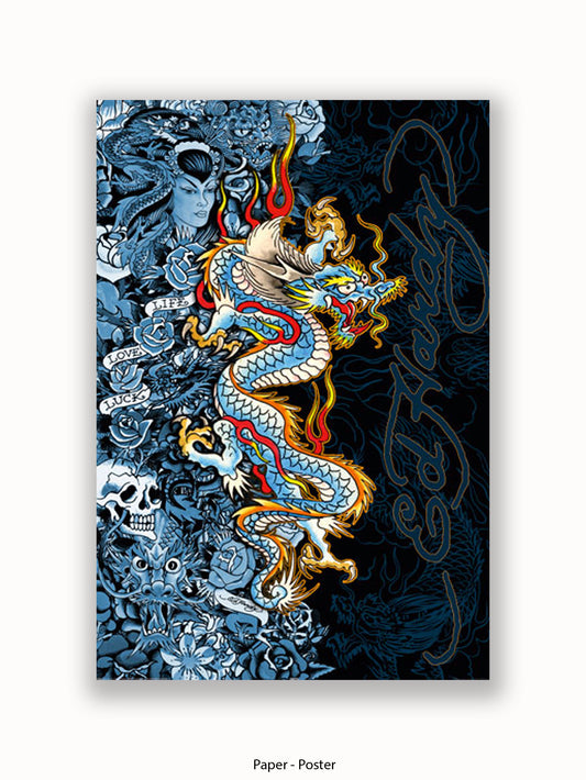 Ed Hardy Blue Dragon Poster