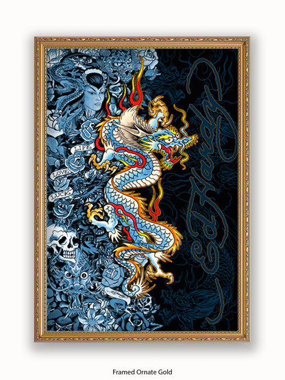 Ed Hardy Blue Dragon Poster