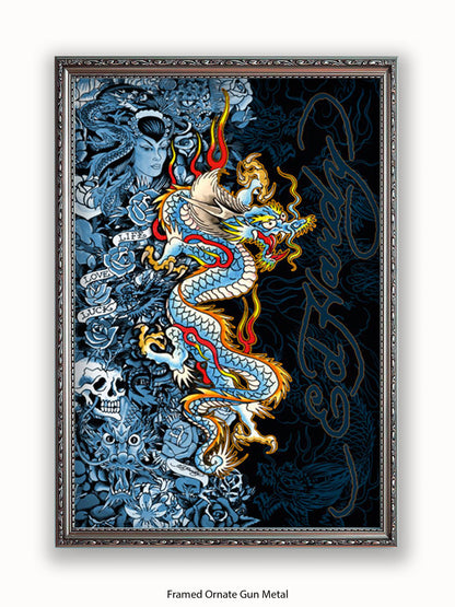 Ed Hardy Blue Dragon Poster