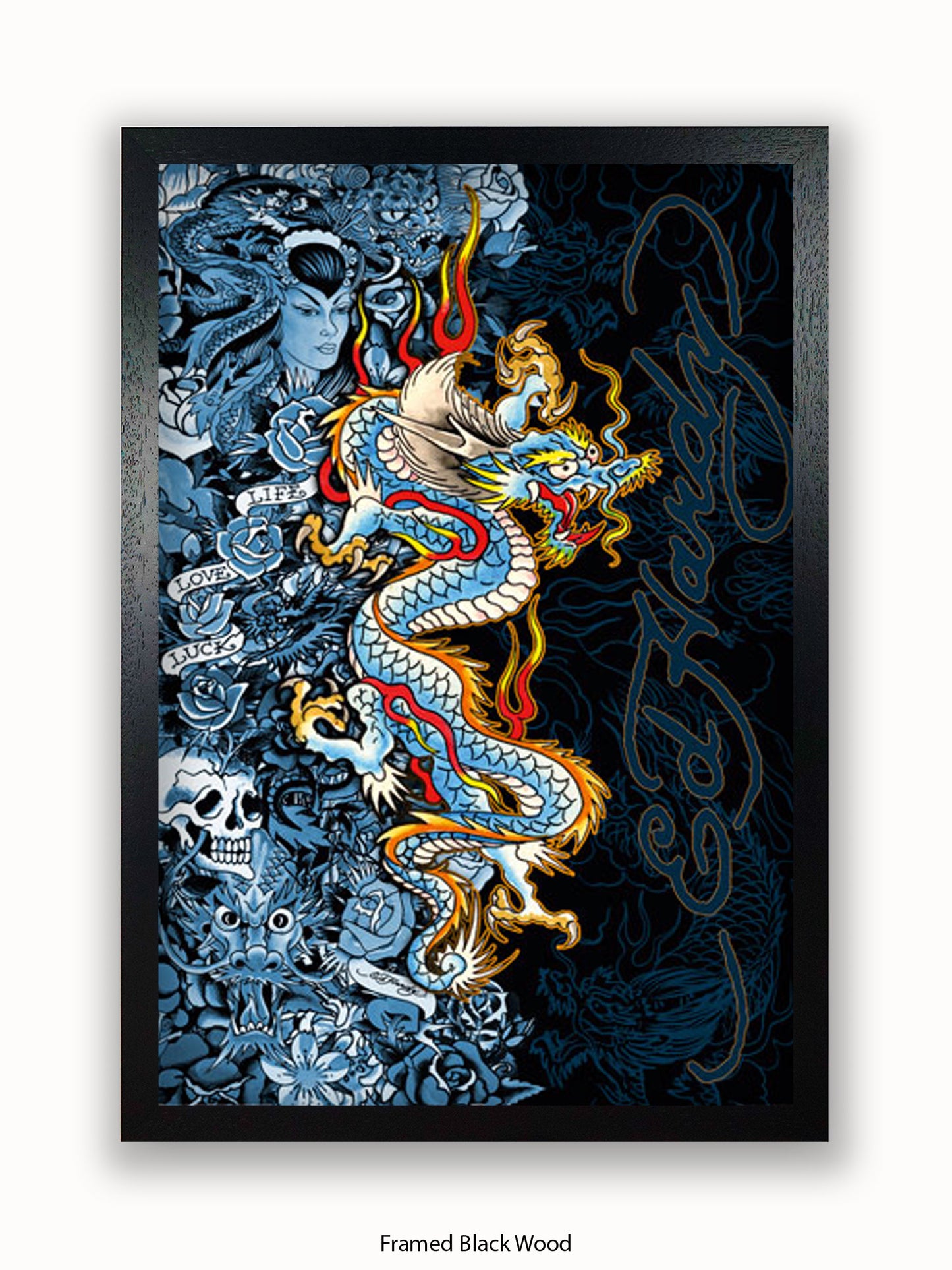 Ed Hardy Blue Dragon Poster