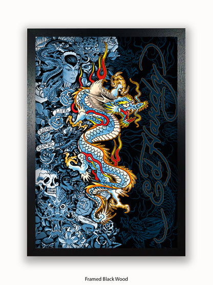 Ed Hardy Blue Dragon Poster
