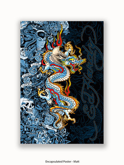Ed Hardy Blue Dragon Poster