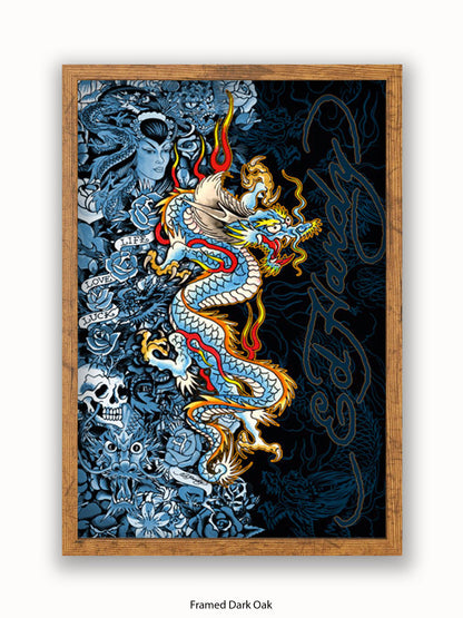 Ed Hardy Blue Dragon Poster
