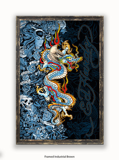 Ed Hardy Blue Dragon Poster