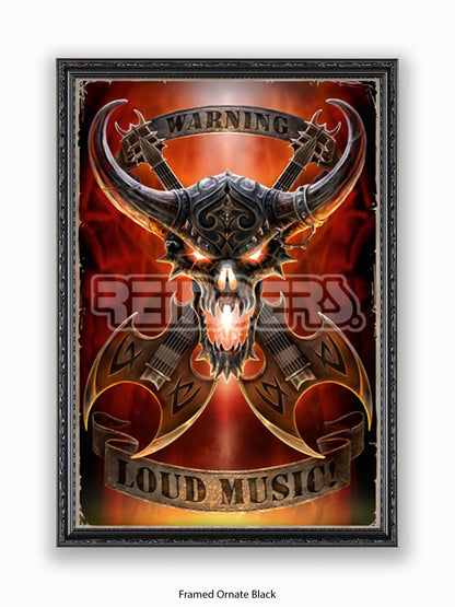 Anne Stokes Warning Loud Music Poster