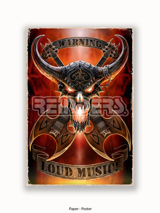 Anne Stokes Warning Loud Music Poster