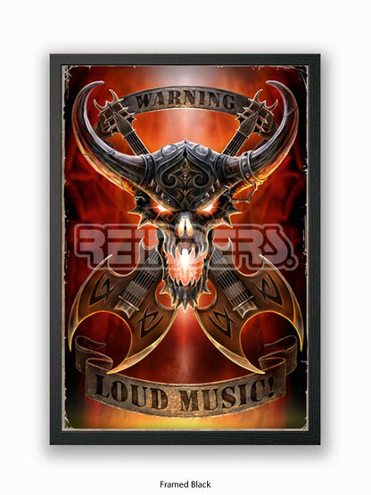 Anne Stokes Warning Loud Music Poster