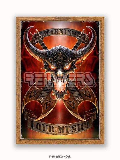 Anne Stokes Warning Loud Music Poster
