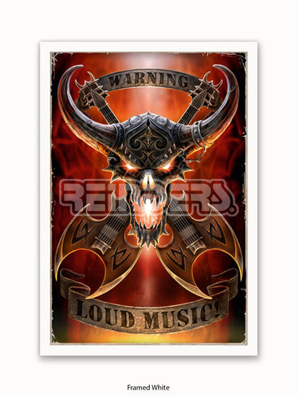 Anne Stokes Warning Loud Music Poster