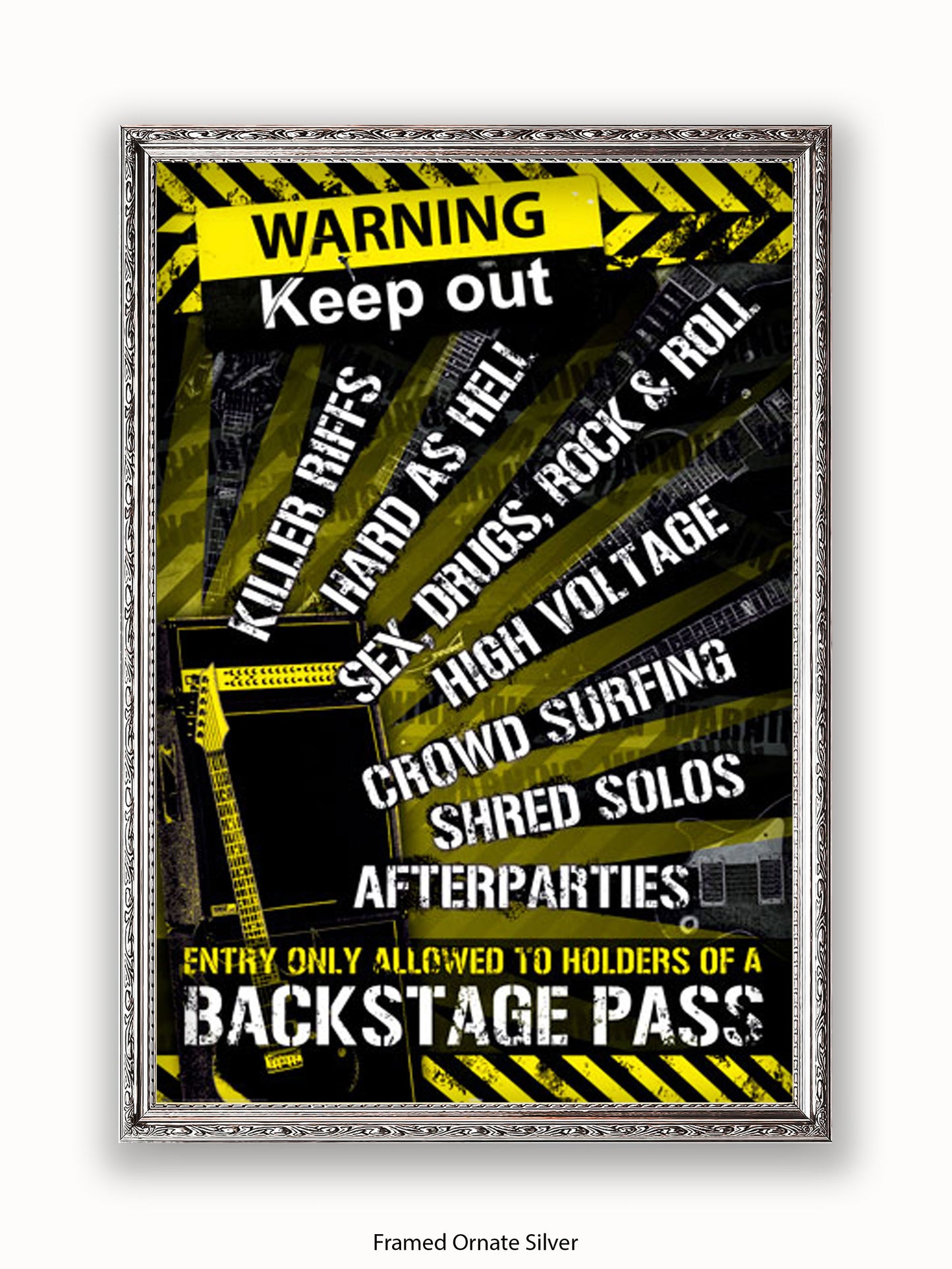 Guitar  Room  Warning  Backstage  Pass Poster