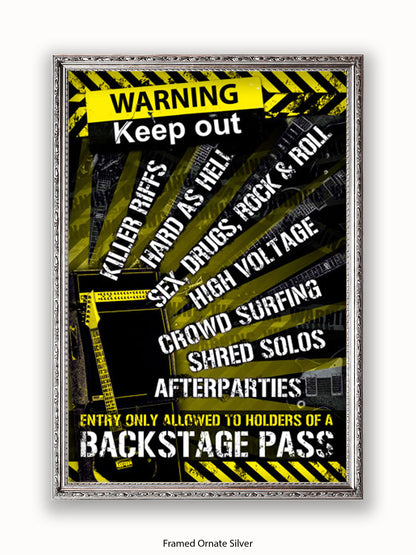 Guitar  Room  Warning  Backstage  Pass Poster