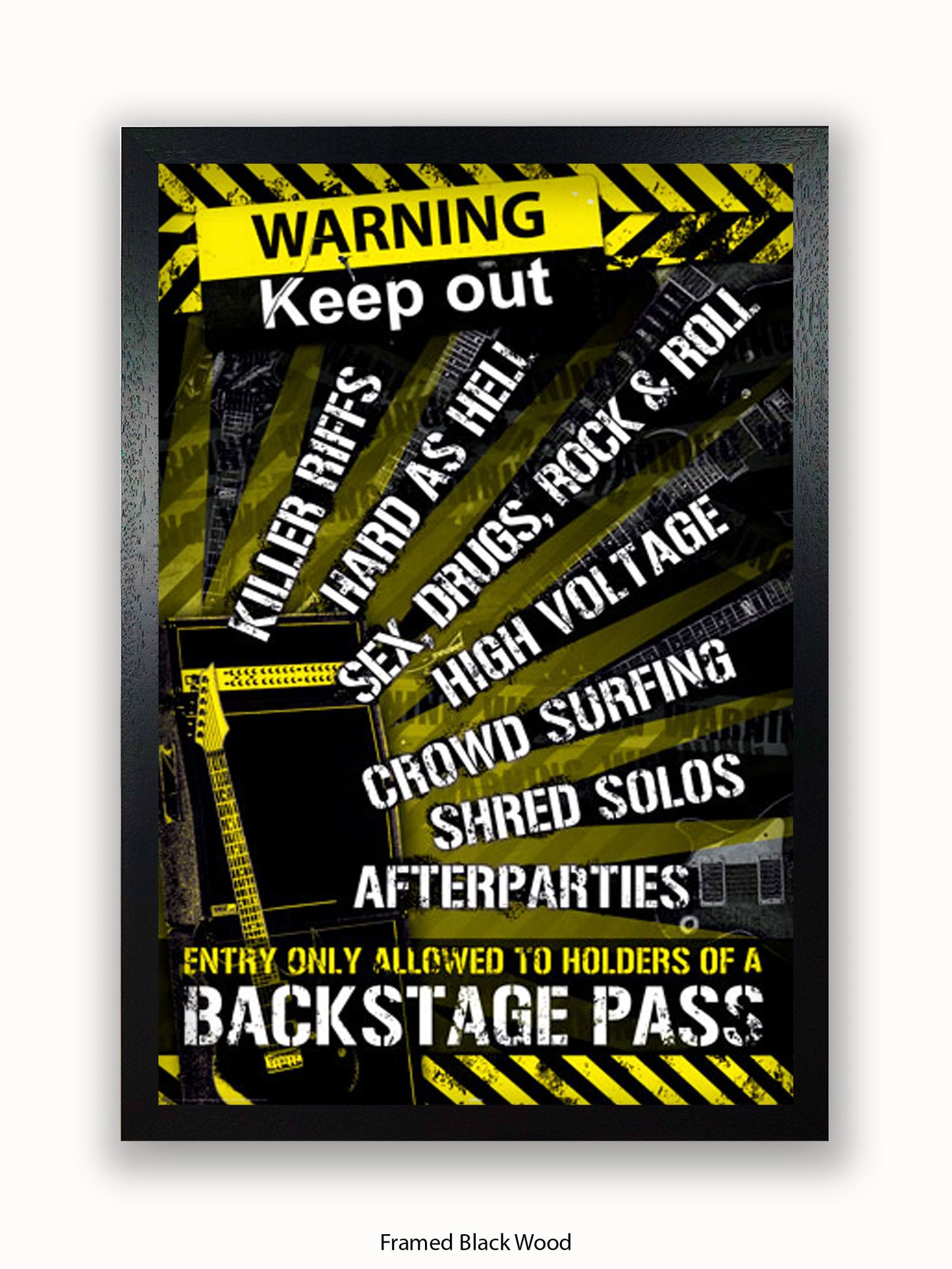 Guitar  Room  Warning  Backstage  Pass Poster