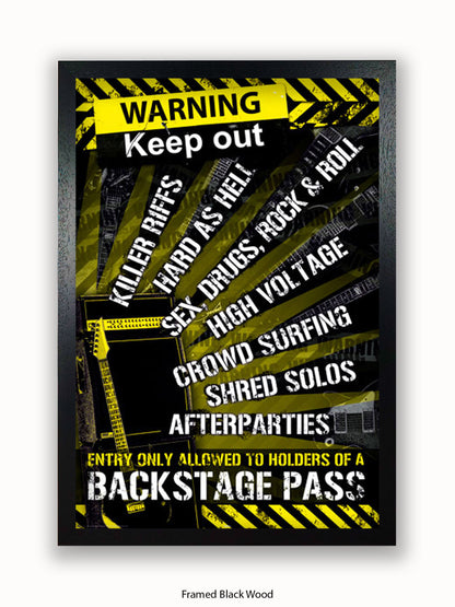 Guitar  Room  Warning  Backstage  Pass Poster