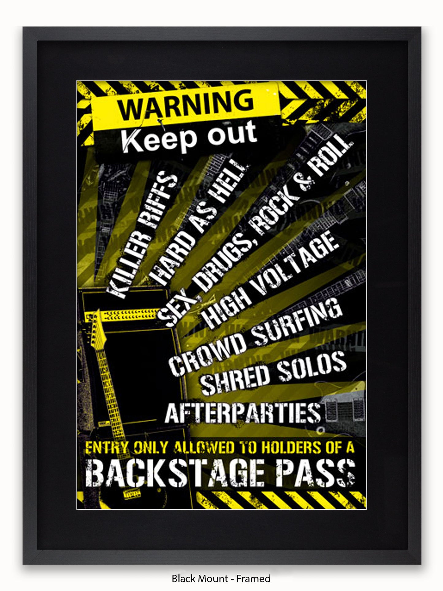 Guitar  Room  Warning  Backstage  Pass Poster