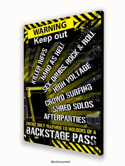 Guitar  Room  Warning  Backstage  Pass Poster