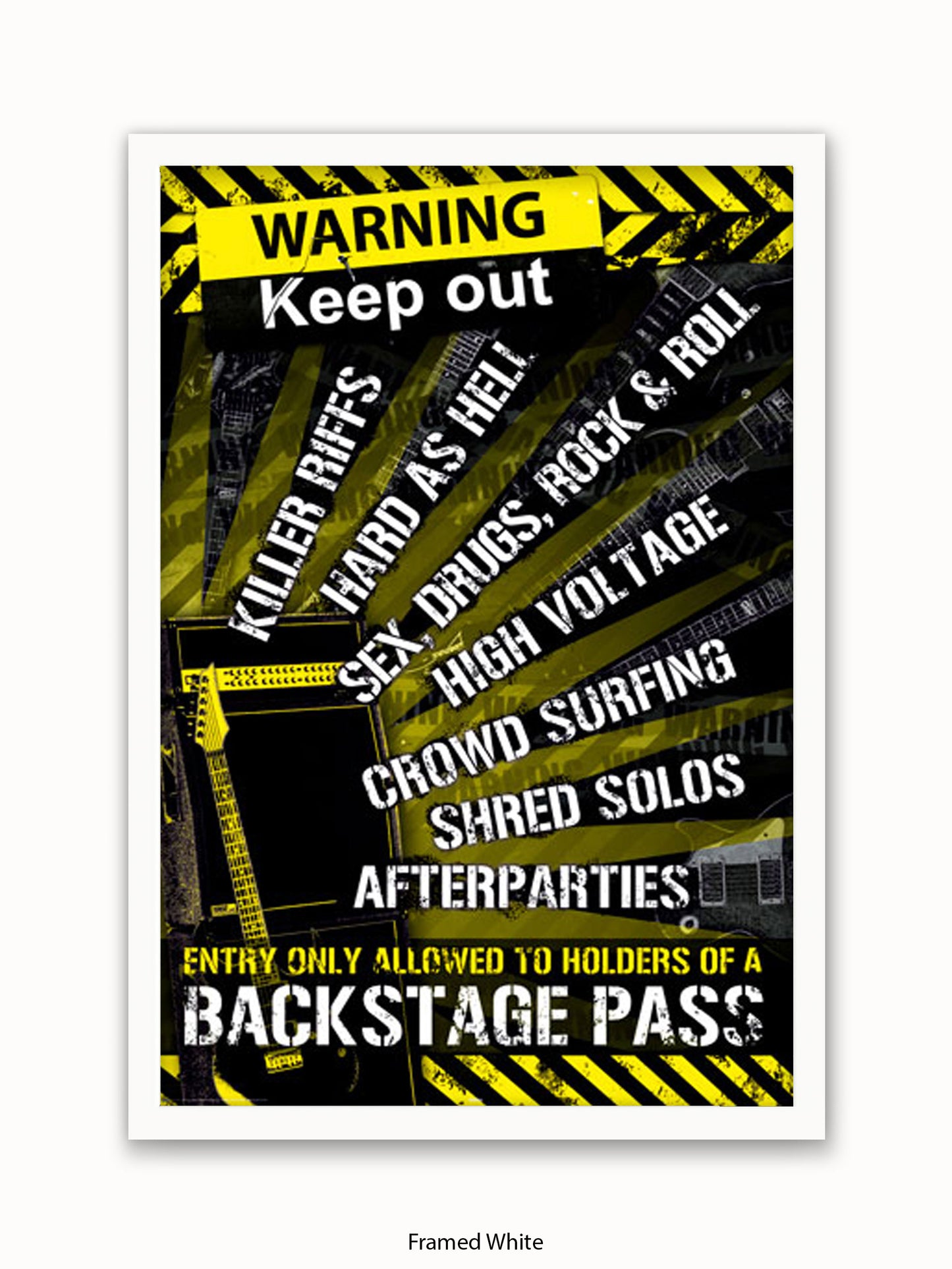 Guitar  Room  Warning  Backstage  Pass Poster