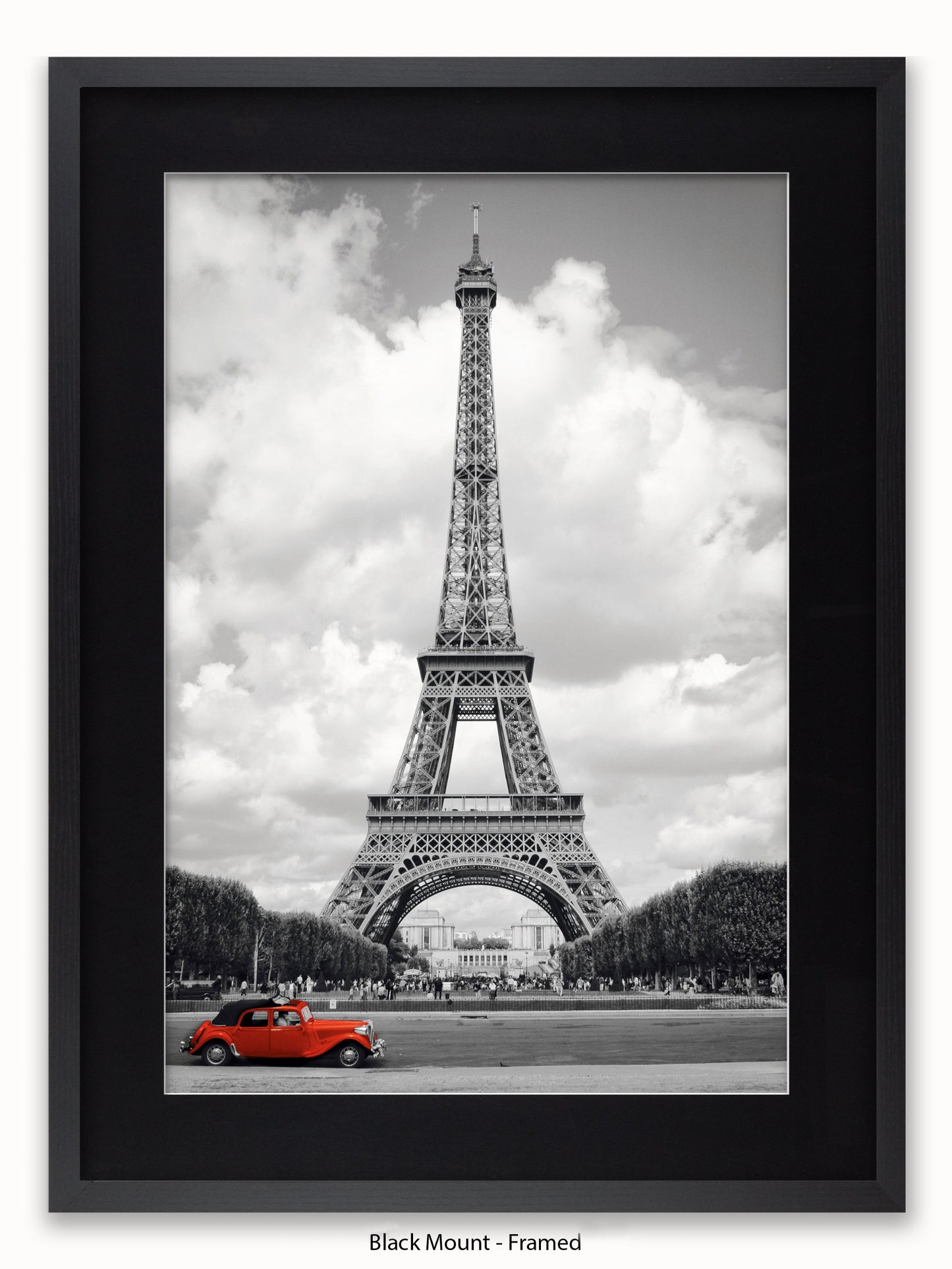 Paris Red Car Eiffel Tower Poster