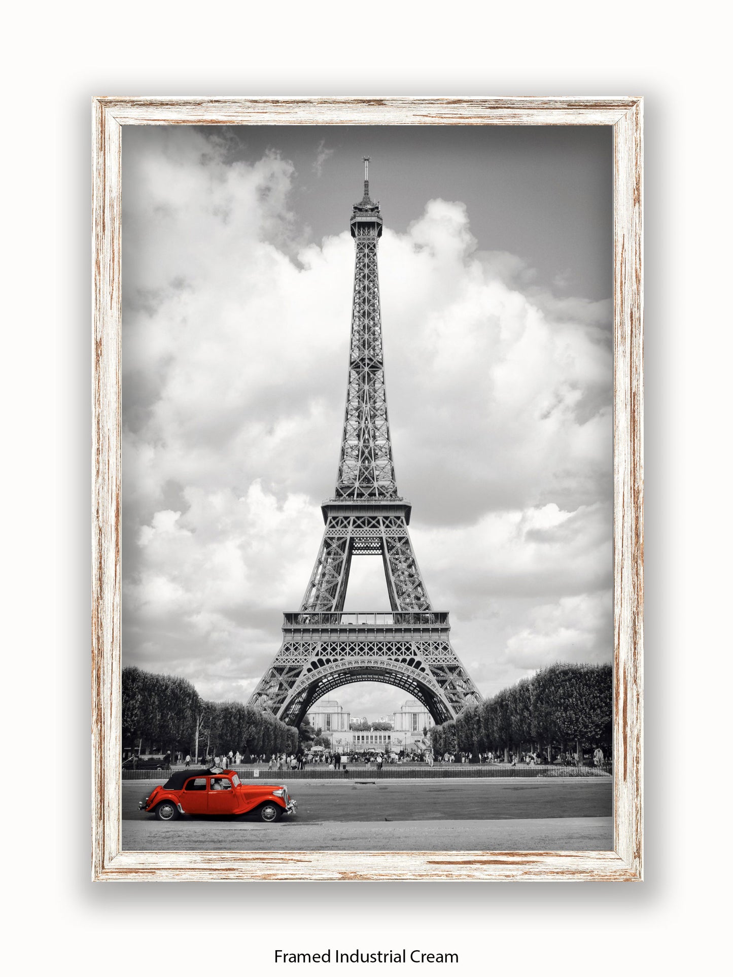 Paris Red Car Eiffel Tower Poster