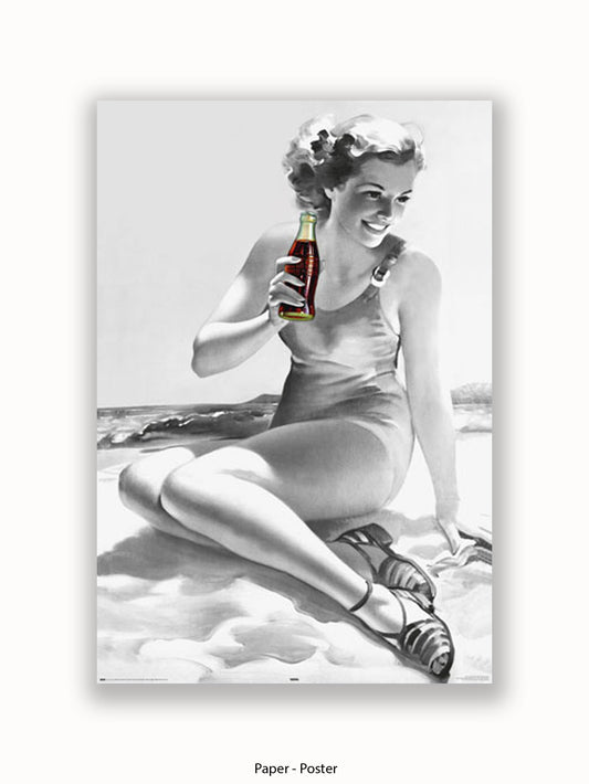 Coca Cola Beach Girl b/w Poster