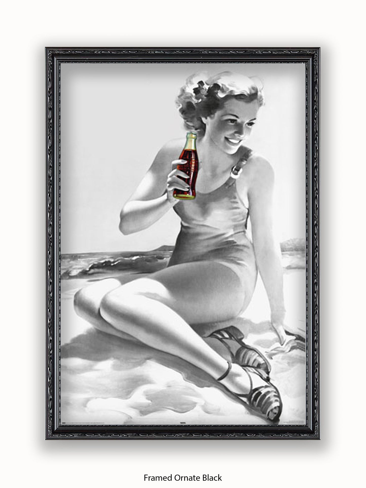 Coca Cola Beach Girl b/w Poster
