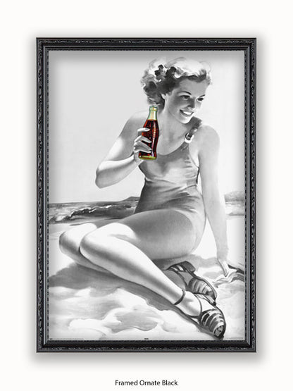 Coca Cola Beach Girl b/w Poster